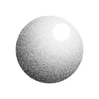 Grain circle gradient. Stippled round shape. Radial stochastic dotwork texture. Random grunge noise background. Black dots sphere object vector