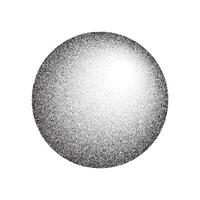 Grain circle gradient. Stippled round shape. Radial stochastic dotwork texture. Random grunge noise background. Black halftone dots sphere vector