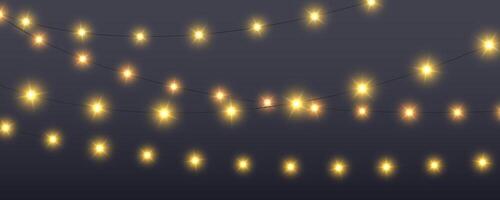 Glowing lamp garland. Decorative Christmas lights. Fairy lights chain. Wall decoration for party. Led bulb lamp string. vector