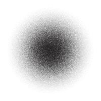 Grain circle gradient. Stippled round shape. Radial stochastic dotwork texture. Random grunge noise background. Black dots sphere shape vector