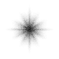Dotted grain star. Black stipple shape. Abstract noise texture flower. Halftone flare form. vector