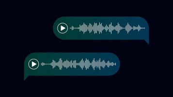 Voice messages. Bubbles with audio record. Chat messenger Ui concept. Dark theme speech bubbles. Interface for sound call and speech records. vector