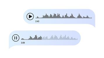 Voice messages. Bubbles with audio record. Chat messenger Ui concept. Speech bubbles. Interface for sound call and speech records. vector