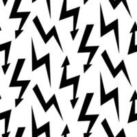 Black lightning bolts seamless pattern. Thunderbolts repeating background. Storm and lightning strike ornament wallpaper. Energy power or electricity symbols vector