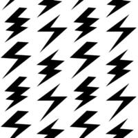 Black lightning bolts seamless pattern. Thunderbolts repeating background. Storm and lightning strike ornament wallpaper. High voltage symbols backdrop vector