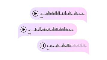Voice messages. Bubbles with audio record. Chat messenger Ui concept. Speech bubbles. Interface for sound call or speech records vector