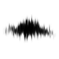 Grunge glitched halftone spot. Distorted textured stain. Spotted dots background blot. Monochrome design element vector