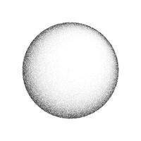 Grain circle gradient. Stippled round shape. Radial stochastic dotwork texture. Random grunge noise background. Black dots sphere vector