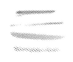 Grunge halftone strokes set. Black comic pop art stripes collection. Halftone textured spot, blot and stain shapes. Dotted design element vector