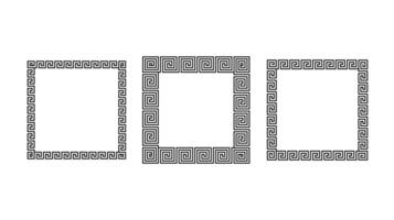 Greek ornament square frames set. Meander rectangle patterns collection. Ancient Greek fret borders. Geometric meandros motif. vector