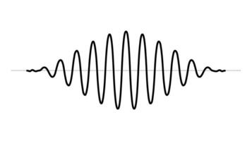 Sinusoid fading signal. Black curve sound wave. Voice or music audio concept. Pulse line. Fading out electronic radio graphic. vector