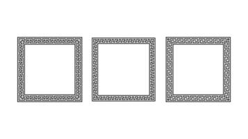 Greek ornament square frames set. Meander rectangle pattern collection. Ancient Greek fret borders. Geometric meandros motif. vector