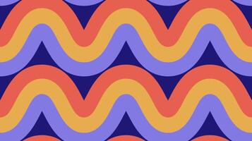 Retro waves seamless pattern. Rainbow stripes repeating background. Colorful curved and wrapped lines wallpaper in 60s, 70s, 80s style. Print design for textile and fabric. vector