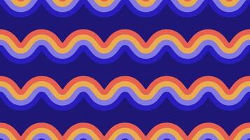 Retro waves seamless pattern. Wavy stripes repeating background. Colorful curved and wrapped lines wallpaper in 60s, 70s, 80s style. Swatch design for textile and fabric. vector
