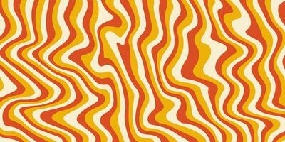 Retro groovy background. Wavy vintage psychedelic wallpaper. Trippy orange and yellow pattern, cover, poster in 60s or 70s style. Liquid hippie texture vector
