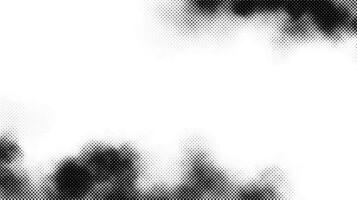 Halftone smoke frame texture. Black and white dotted fog or smog background. Comic pop art style design element for banners, collages, posters. Monochrome grunge wallpaper. vector