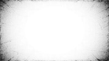 Halftone radial texture in comic style. Faded grain textured frame. Grunge sand speckles affect. Dotted particles print wallpaper. Pixelated gradient vector