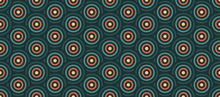 Retro seamless pattern. Vintage concentric circles background. Repeated abstract geometric texture in 70s or 80s style. Colourful fabric and textile design. vector