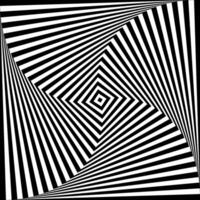 Optical illusion background. Black and white abstract geometric surface. Op art poster design. Torsion illusion wallpaper. vector