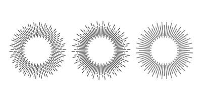 Retro sunburst frames set. Vintage sunlight rays element collection. Radial rays, sunbeams, firework, explosion for emblem, logo, tag, stamp, banner. Design elements vector