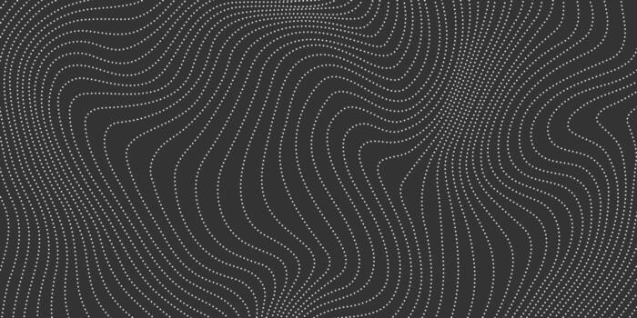 punteado ola líneas en oscuro antecedentes. resumen ondulado rayas textura. deformado y curvo rayado líneas fondo de pantalla. mapa diseño concepto vector