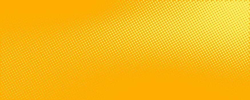 amarillo naranja trama de semitonos modelo. retro cómic degradado antecedentes. cuadrado pixelado punto dibujos animados textura. popular Arte descolorido degradado modelo. vector