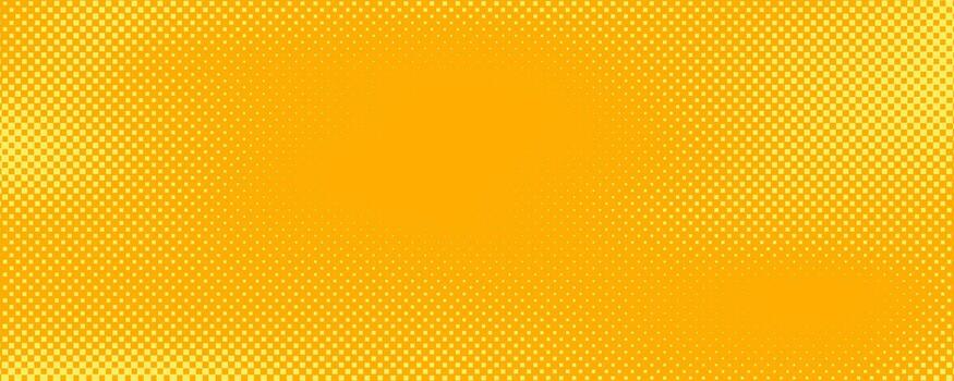 amarillo naranja cuadrado trama de semitonos modelo. retro cómic degradado antecedentes. cuadrado pixelado punto dibujos animados textura. popular Arte descolorido degradado modelo. vector