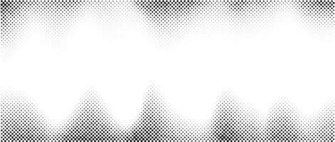 Halftone wavy gradient texture. Faded noise grain wallpaper. Black and white grunge grit surface. Pixelated speckles, dots and particles. Backdrop overlay vector