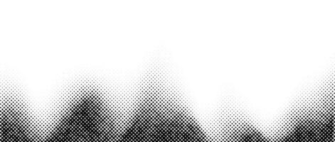 Halftone wavy grunge background. Faded grain textured wallpaper. Black and white noise grit surface. Pixelated speckles, dots and particles. vector