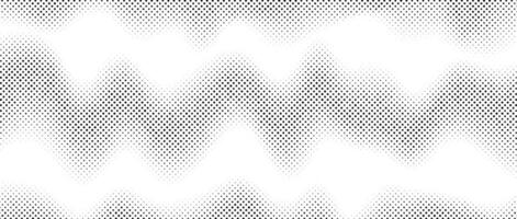 Halftone wave gradient texture. Faded noise grain wallpaper. Black and white grunge gritty surface. Pixelated speckles, dots and particles. Wavy overlay backdrop vector