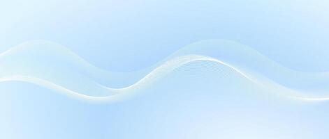 Undulate smooth wave lines design. Abstract flowing curved stripes template. White fluid shape on light pastel blue background. Sea water, wind or air concept. vector