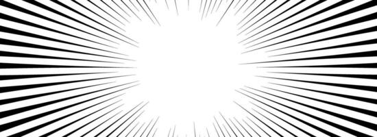Comic speed lines background. Cartoon book explosion effect. Superhero radial line pattern frame. Pop art flash beams or rays. Manga or anime sun burst wallpaper. Hero impact backdrop vector