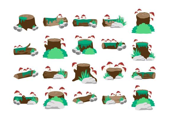 Various Wood Logs Illustration Element