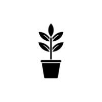 Potted Plant Icon Silhouette vector