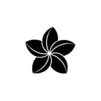 Black and White Tropical Plumeria Flower Icon Silhouette vector