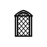 Arched Window with Lattice Grid Icon Illustration vector