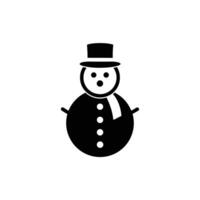 Black and White Snowman Icon with Hat and Scarf Illustration vector