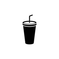 Black and White Drink Cup Icon with Straw Illustration vector