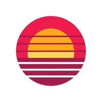 80s Aesthetic Retro Sunset with Stripe Layout vector