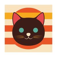 Cute Cat Head Silhouette with Tiny Nose on Sunset vector