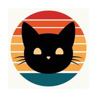 Cute Cat Head Silhouette with Tiny Fangs Showing vector