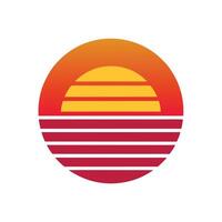 1980s Inspired Striped Sunset with Clean Lines vector