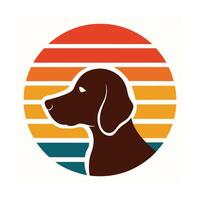 Beagle Head Silhouette on Retro Vintage Sunset vector