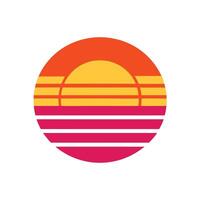 1980s Inspired Retro Stripe Sunset in Flat Icon vector