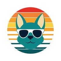 Cute Dog Head with Mohawk and Sunglasses Silhouette vector