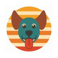 Cute Dog Head with Tongue Out on Retro Background vector