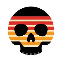 grunge skull silhouette on retro vintage striped background vector