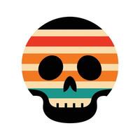 hollow skull silhouette on retro sunset with style vector