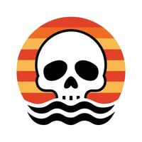 skeleton head with mustache silhouette on retro vector