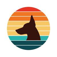 minimalist dog head silhouette on retro vintage vector